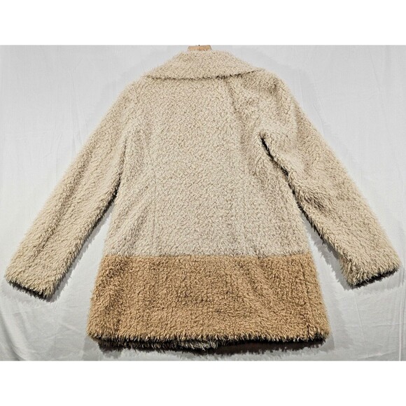 Anthropologie Elevenses Fira Sherpa Coat Shaggy Beige Fairy Grunge Boho Size M - Picture 3 of 16